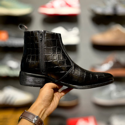 ZA Croco Boots []| Point Toe | Chain