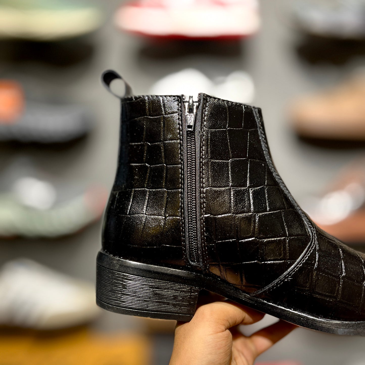 ZA Croco Boots []| Point Toe | Chain