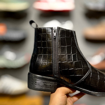 ZA Croco Boots []| Point Toe | Chain