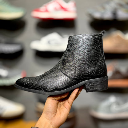 ZA Croco Boots | Point Toe | Chain | Red Sole