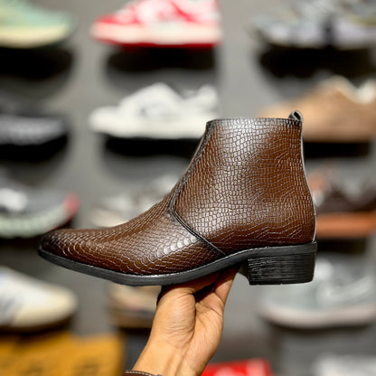 ZA Croco Boots | Point Toe | Chain | Red Sole