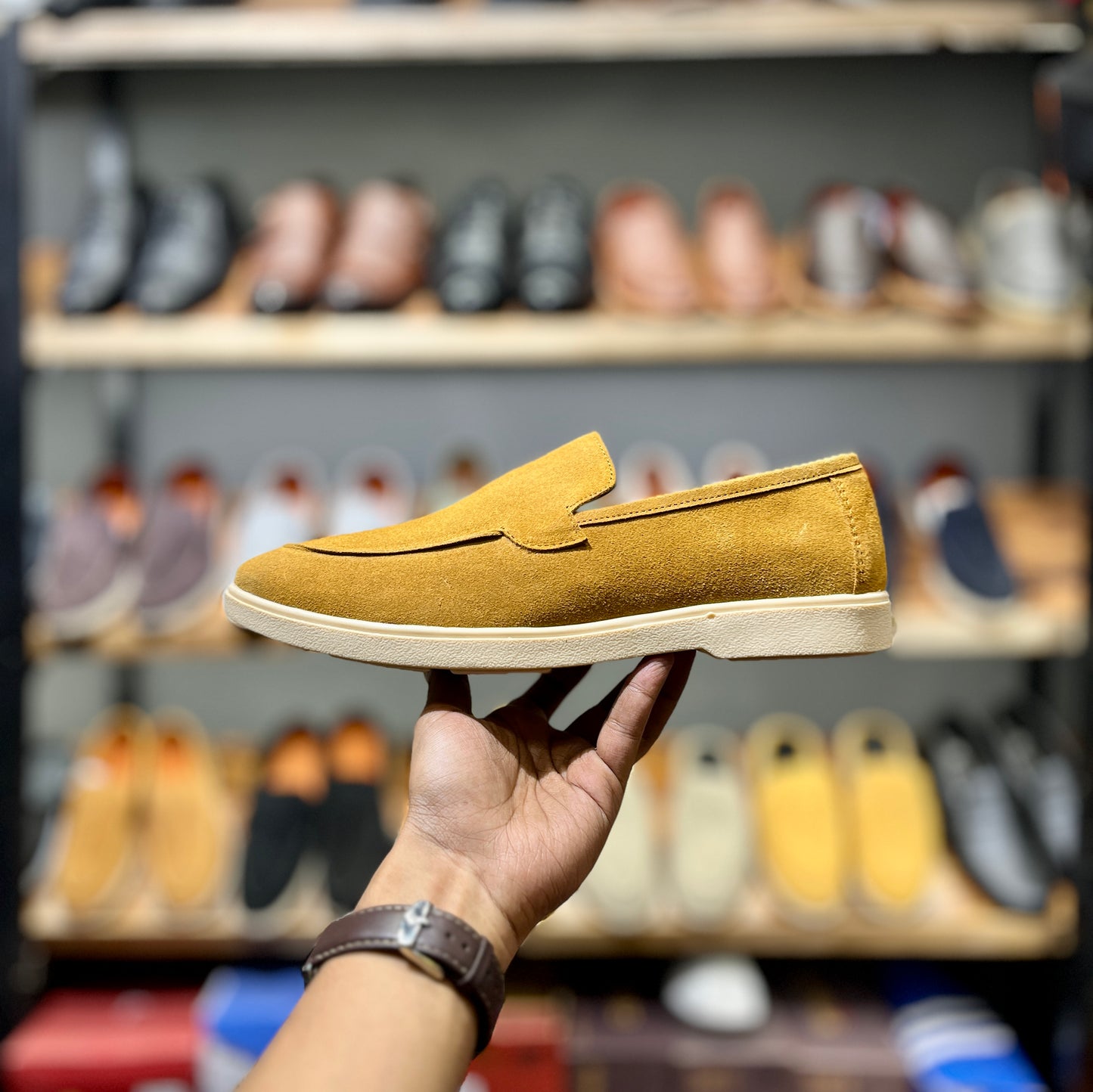 Old Money Suede Leather Loafers (Light Brown) (Free Suede Shoe Wipes)