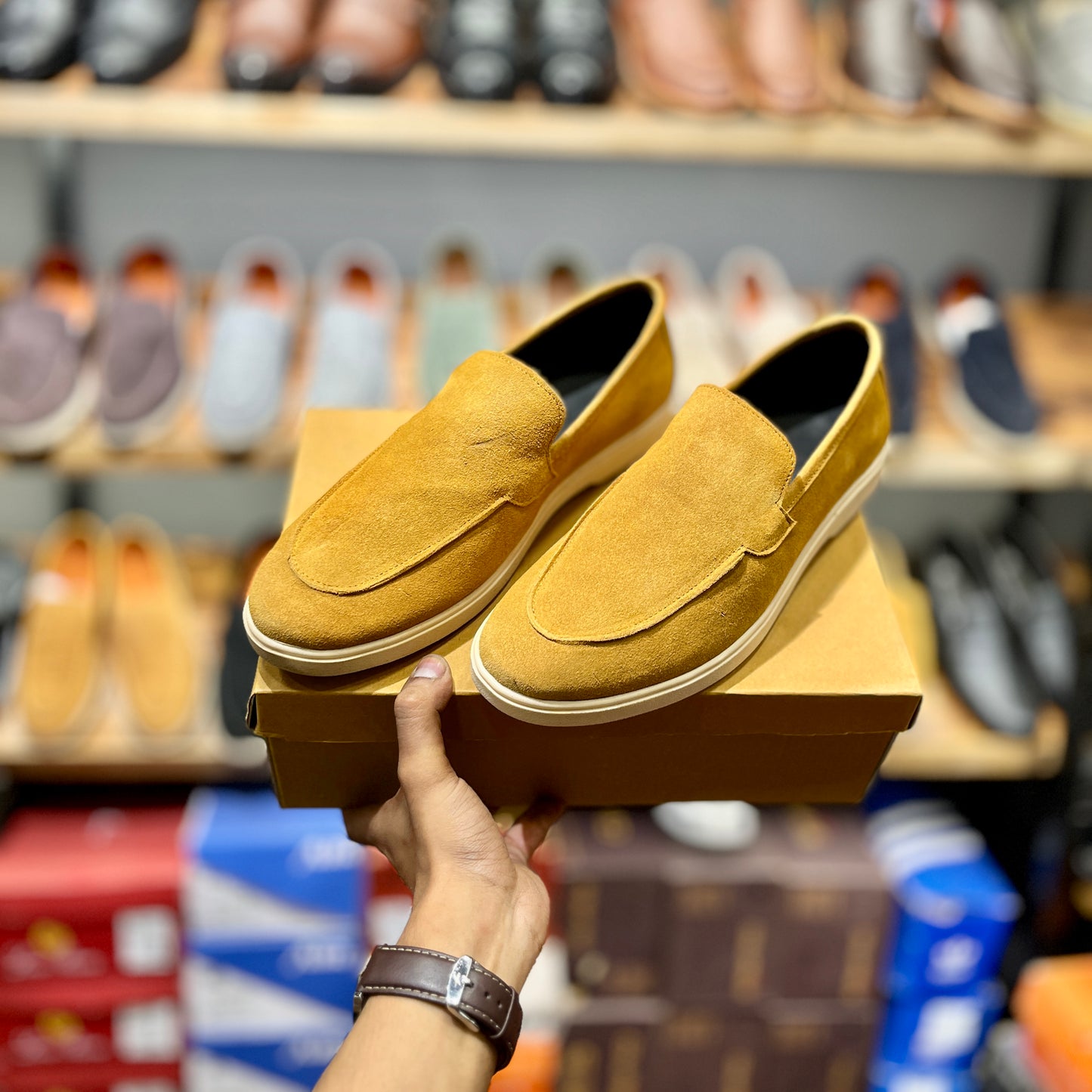 Old Money Suede Leather Loafers (Light Brown) (Free Suede Shoe Wipes)