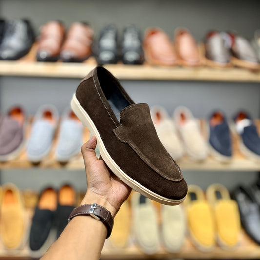 Old Money Suede Leather Loafers (Brown) (Free Suede Shoe Wipes)
