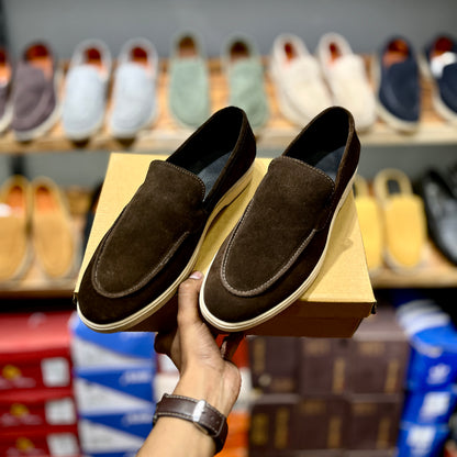 Old Money Suede Leather Loafers (Brown) (Free Suede Shoe Wipes)