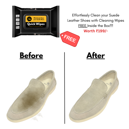 Old Money Suede Leather Loafers (Navy Blue) (Free Suede Shoe Wipes)