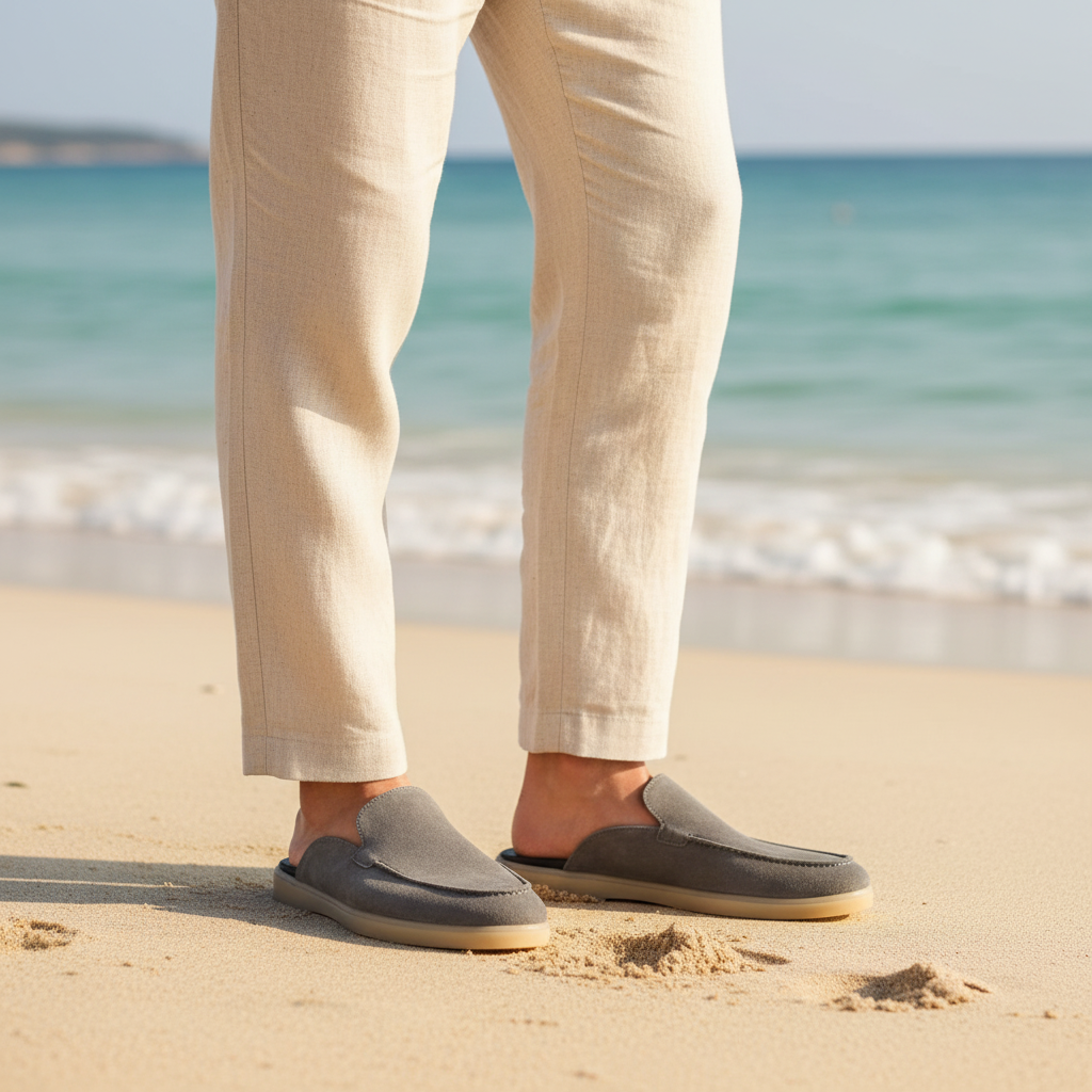 Suede leather mules grey by foot stop