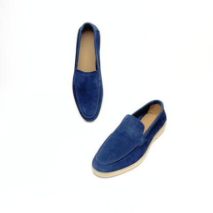 Old Money Suede Leather Loafers (Navy Blue)