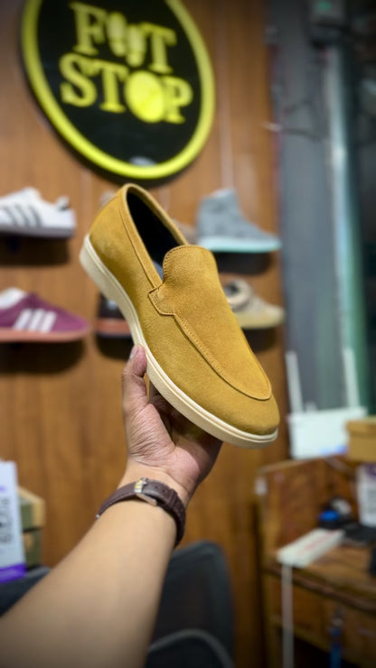Old Money Suede Leather Loafers (Light Brown) (Free Suede Shoe Wipes)