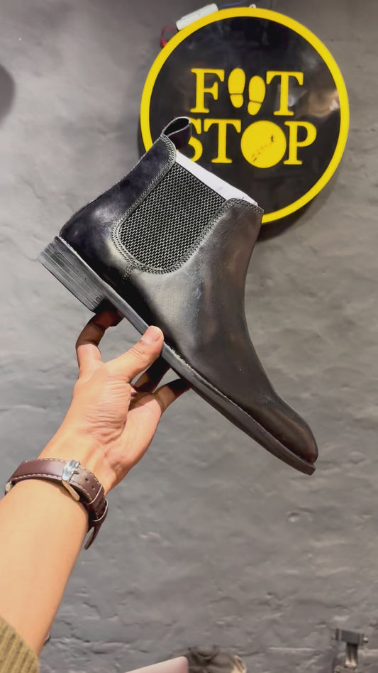 Leather Chelsea Italian Boots (Black)(bl-201)