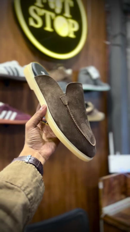 Old Money Suede Leather Mules (Brown)