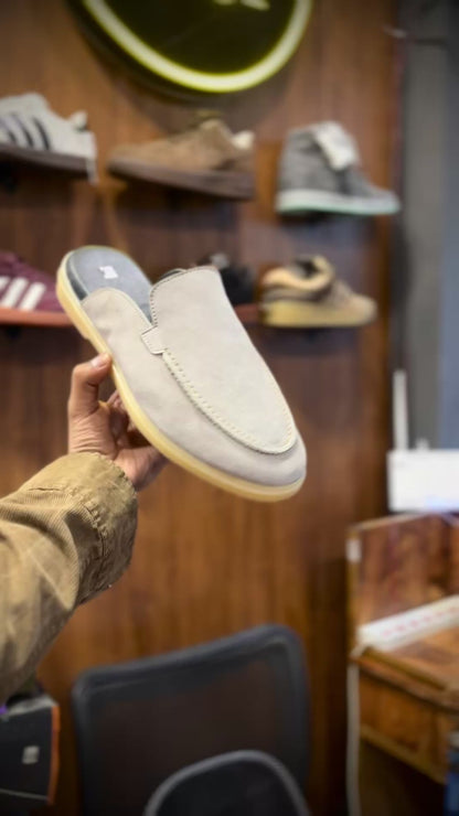 Old Money Suede Leather Mules (Beige)