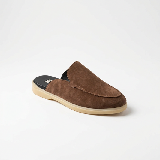 Suede Leather Mules (Brown)
