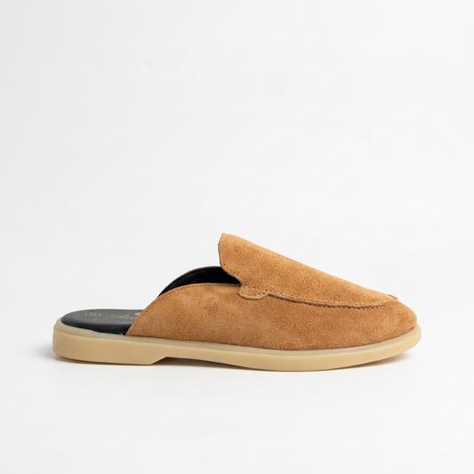 Suede Leather Mules (Tan)